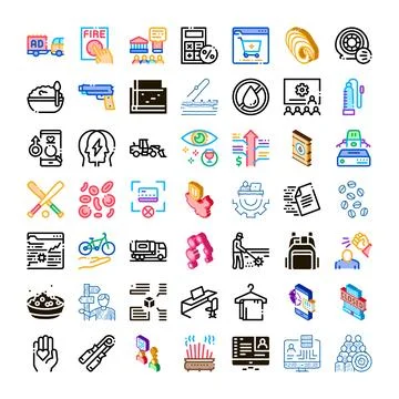 Diverse modern symbol set for different industries Ilustración de archivo