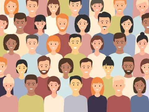 Diverse multicultural group of people standing together Stock Illustration