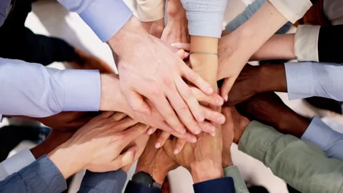Diverse Multicultural Hand Stack In Circle Video stock 276239052