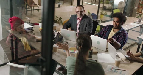 Diverse multiethnic programmers or developers on brainstorming session. Teamwork Stock Footage 158456054