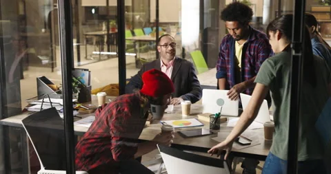 Diverse multiethnic programmers or developers on brainstorming session. Teamwork Stock Footage 163762135