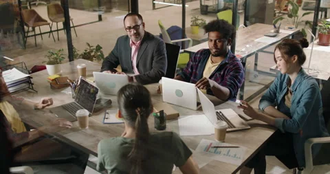 Diverse multiethnic programmers or developers on brainstorming session. Teamwork Stock Footage 167132335