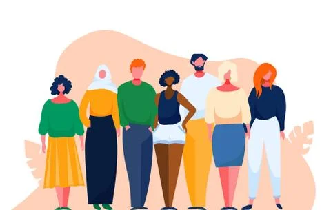 Diverse multinational group of people. Multicultural and multiethnic crowd 库存插图