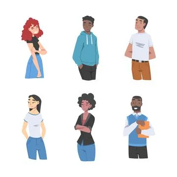 Diverse Multiracial and Multicultural People Characters Isolated on White Stock Illustration
