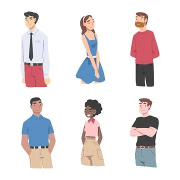 Diverse Multiracial and Multicultural People Characters Isolated on White Stock Illustration