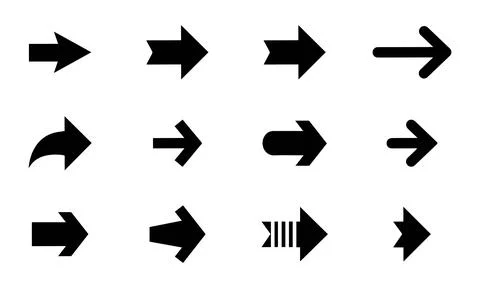 Diverse Navigation Arrow Icon Set Stock Illustration