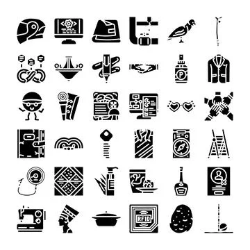 Diverse object icons collection displaying various concepts 스톡 일러스트