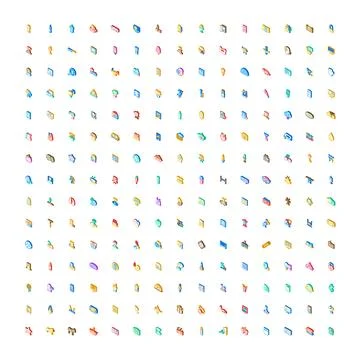Diverse objects isometric icons set minimal design Stock Illustration