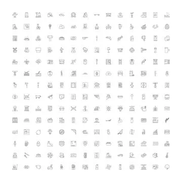 Diverse outline icon collection for web interfaces Illustrazione stock