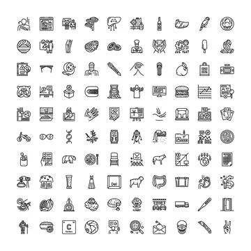 Diverse outline icon collection for web and app design Stock Illustration