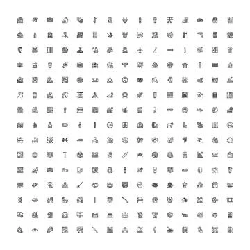 Diverse outline icon collection for web design interface Stock Illustration