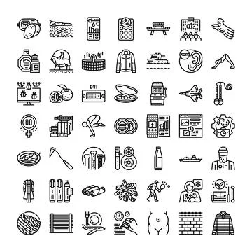Diverse outline icon set featuring lifestyle and technology Ilustración de archivo