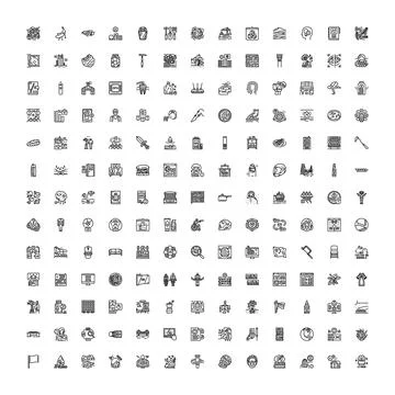 Diverse outline icon set representing various concepts 스톡 일러스트