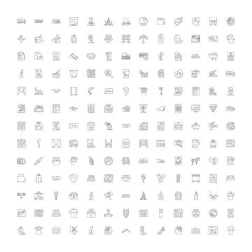 Diverse outline icon set for web design and infographics Ilustração Stock
