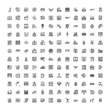 Diverse outline icon set for web and ui elements Stock Illustration