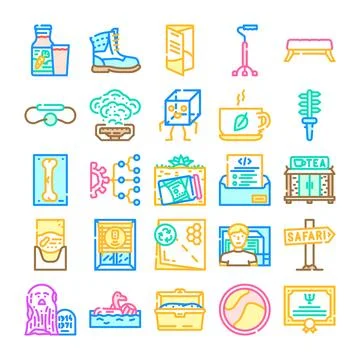 Diverse outline icons representing objects and concepts 스톡 일러스트