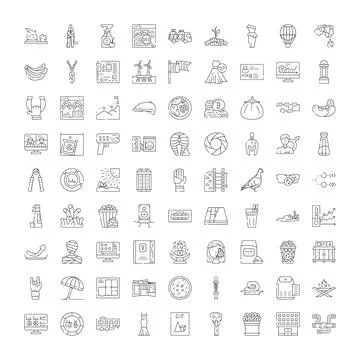 Diverse outline icons representing various concepts and themes 스톡 일러스트