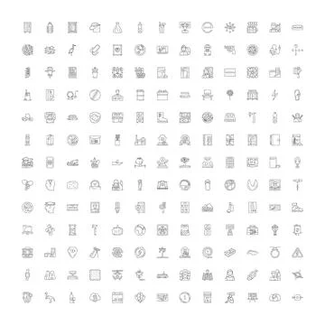 Diverse outline icons representing various concepts and elements Illustrazione stock