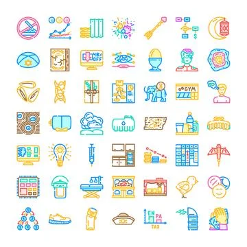 Diverse outline icons representing various concepts and themes イラスト素材