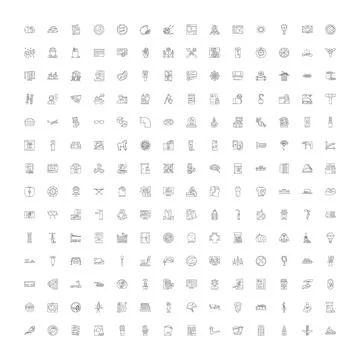 Diverse outline icons representing various concepts and objects 库存插图