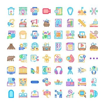 Diverse outline style web graphics icon set 스톡 일러스트