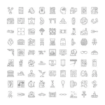 Diverse outline vector icon set illustrating business science イラスト素材