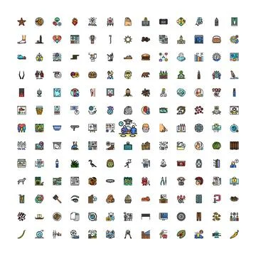 Diverse outlined icons set for digital interface and web design Illustrazione stock