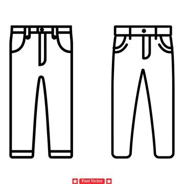 Diverse Pant Vector Illustrations  Contemporary Silhouettes for Designing F.. Stock Illustration