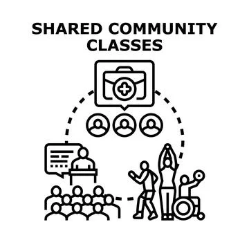 Diverse people attending shared community classes concept Stock Illustration
