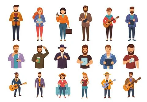 Diverse People Character Vector Illustrazione stock