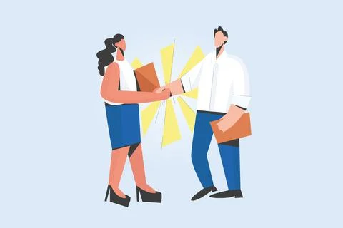 Diverse people handshake closing deal after interview Stock Illustration