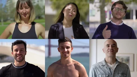 Diverse people smiling at camera Video stock 121913912