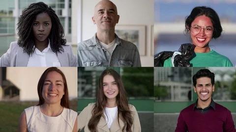 Diverse people smiling at camera Stock Footage 121915436