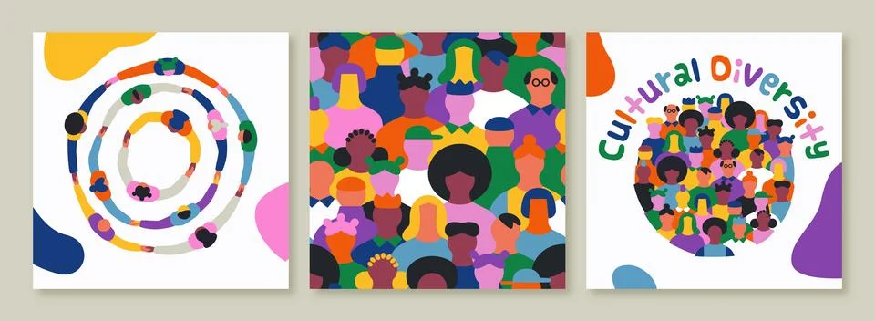 Diverse people team work pattern banner set Stock Illustration