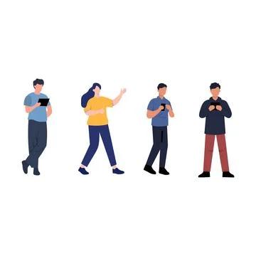 Diverse People Using Mobile Devices Illustration Stock Illustration