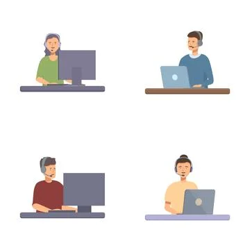 Diverse people working on computers illustration set Stock-Illustration