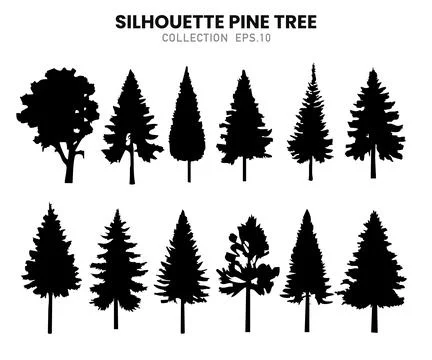 Diverse Pine Tree Silhouettes.Vector illustration Stock Illustration