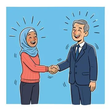Diverse Professionals Shake Hands Partnership and Agreement Stock Illustration