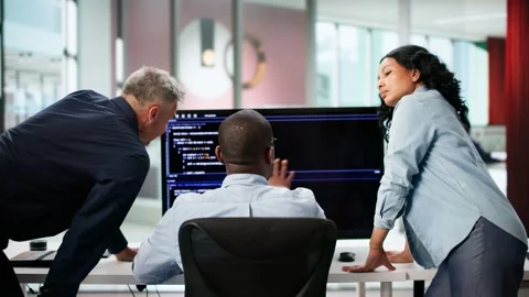 Diverse Programmer Team Coding Agile Projects Stock Footage 313355679