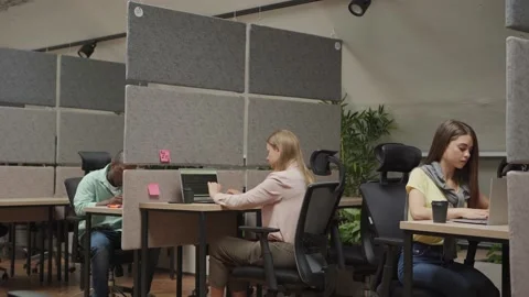 Diverse programmers working in modern office Stock Footage 142536126