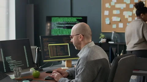 Diverse Programmers Working in Modern Office at Daytime Stock Footage 306837452