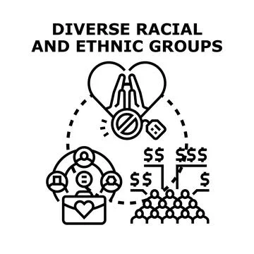 Diverse racial and ethnic groups concept illustration Stock Illustration