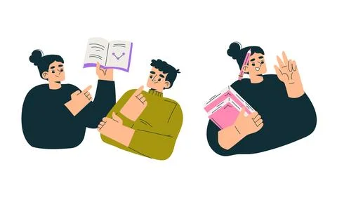Diverse Readers Actively Engaged in Continuous Learning and Meaningful Stock Illustration