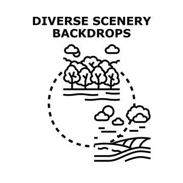 Diverse scenery backdrops for natural environment concepts Stock Illustration