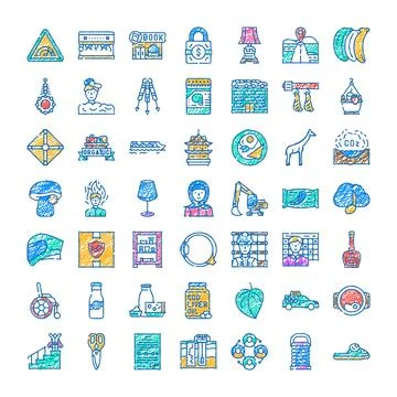 Diverse scribble icon collection presenting modern concepts Stock Illustration