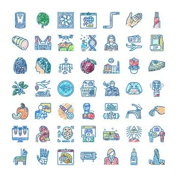 Diverse scribble icons presenting various concepts and industries Stock Illustration