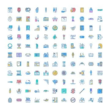 Diverse scribble line art icons collection creating patterns Illustrazione stock