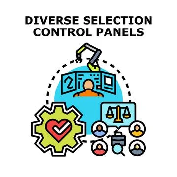 Diverse selection control panels operation management concept Stock Illustration