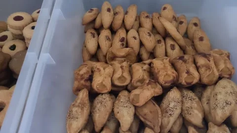 Diverse selection of mini cookies Stock Footage 248557992