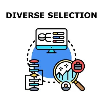 Diverse selection process for candidate analysis and data Stock Illustration